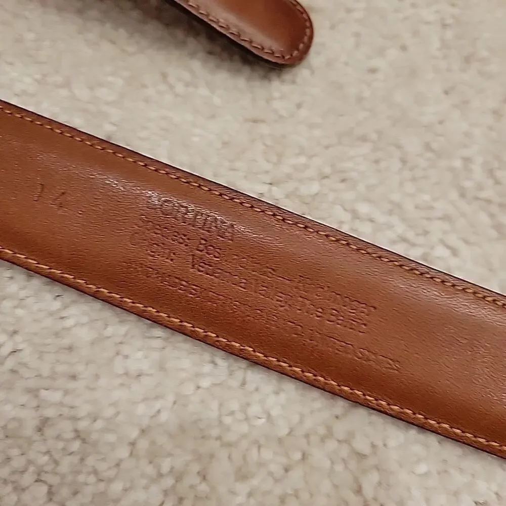 Trafalgar Men's Belt Sz 38 Brown Leather Dress Golden Brass buckle Cognac Honey